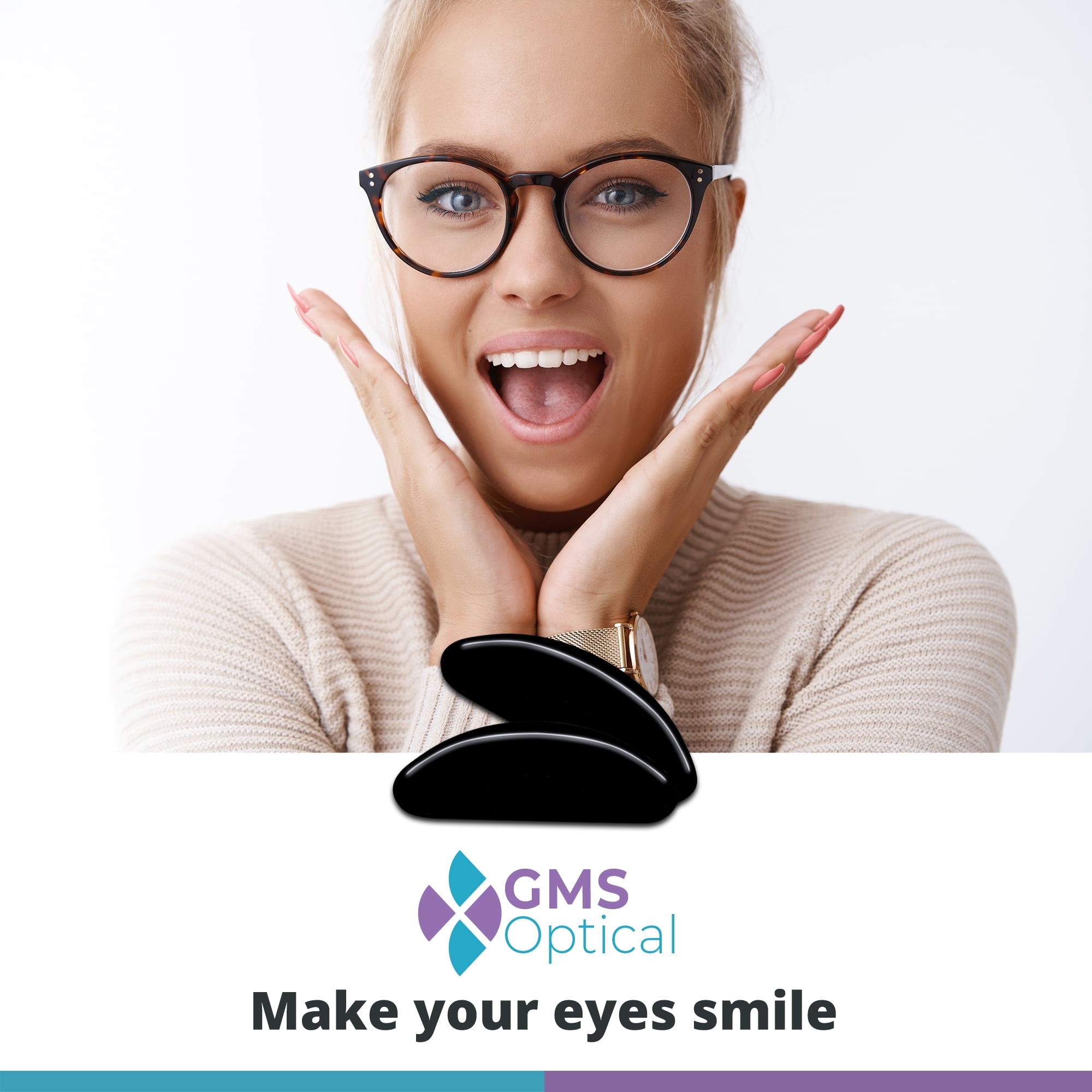 GMS Optical Contoured Adhesive Silicone Nose Pads for Glasses – 18mm Length, 1.3mm Extra-Thin, Anti-Slip Backing (5 Pair, Black)