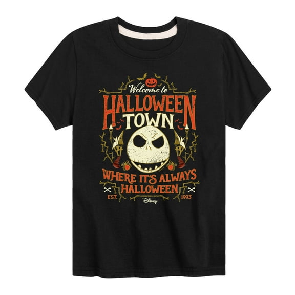 The Nightmare Before Christmas - Halloween Town Sign - Youth Short Sleeve Graphic T-Shirt