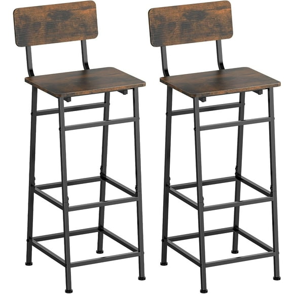 Tabourets de Bar, Ensemble de 2, Tabourets de Comptoir avec Dossier et Repose-Pieds, Chaises de Bar Rembourrées pour Îlot de Cuisine, Salle à Manger, Café, Restaurant, Pub, Meubles pour la Maison