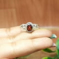 thumbnail image 2 of Red Garnet Gemstone 925 Sterling Silver Handmade Wedding Engagement Promise Ring, 2 of 5