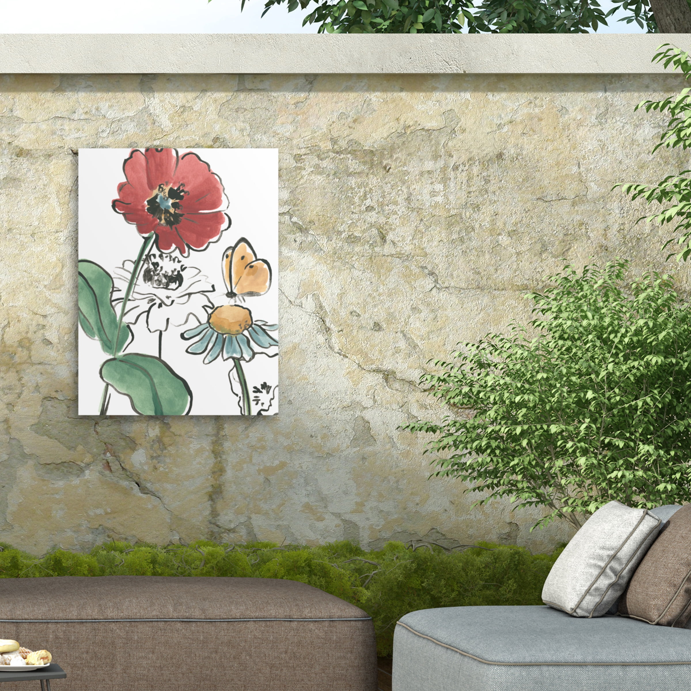 June Erica Vess 'Boho Florals II' Outdoor Canvas 32x22