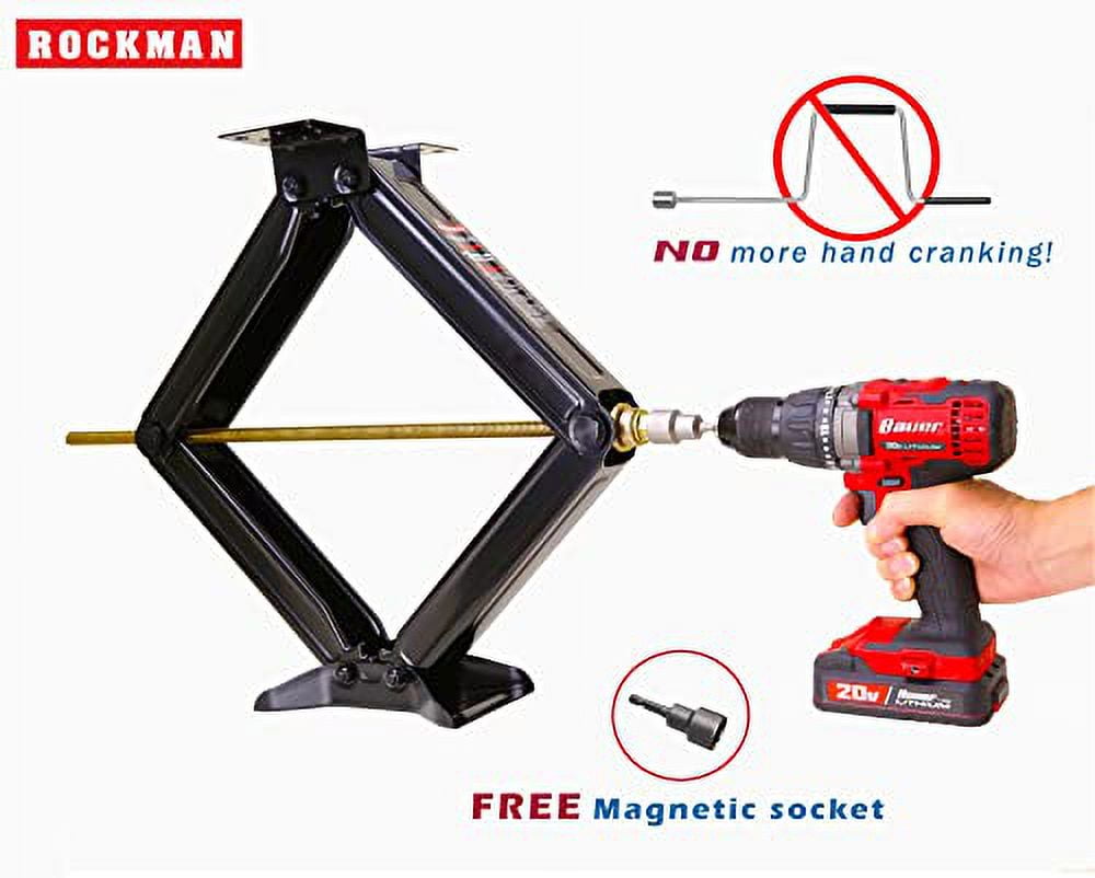 ROCKMAN RV Camper Trailer Stabilizer Leveling Scissor Jacks w/Socket & Level 24" 5000lbs Set 4