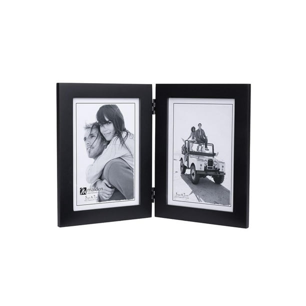 Malden Double Vertical 5x7 Picture Frame Wide Real Wood Molding, Real
