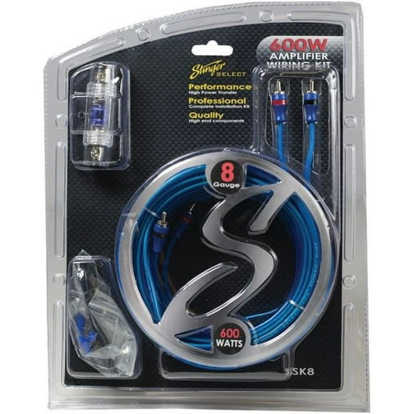 Stinger SSK8 Kit de Câblage 8 Gauge Select avec Câbles en Aluminium Revêtus de Cuivre Ultraflexibles