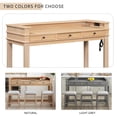 thumbnail image 5 of GZXS Space Saving Bar Table and Stools Set for 3, Modern Farmhouse Counter Height Pub Set with Storage Drawer & Power Outlets, 4-Piece Kitchen Dining Set with 3 Upholstered Chairs, Natural, 5 of 10