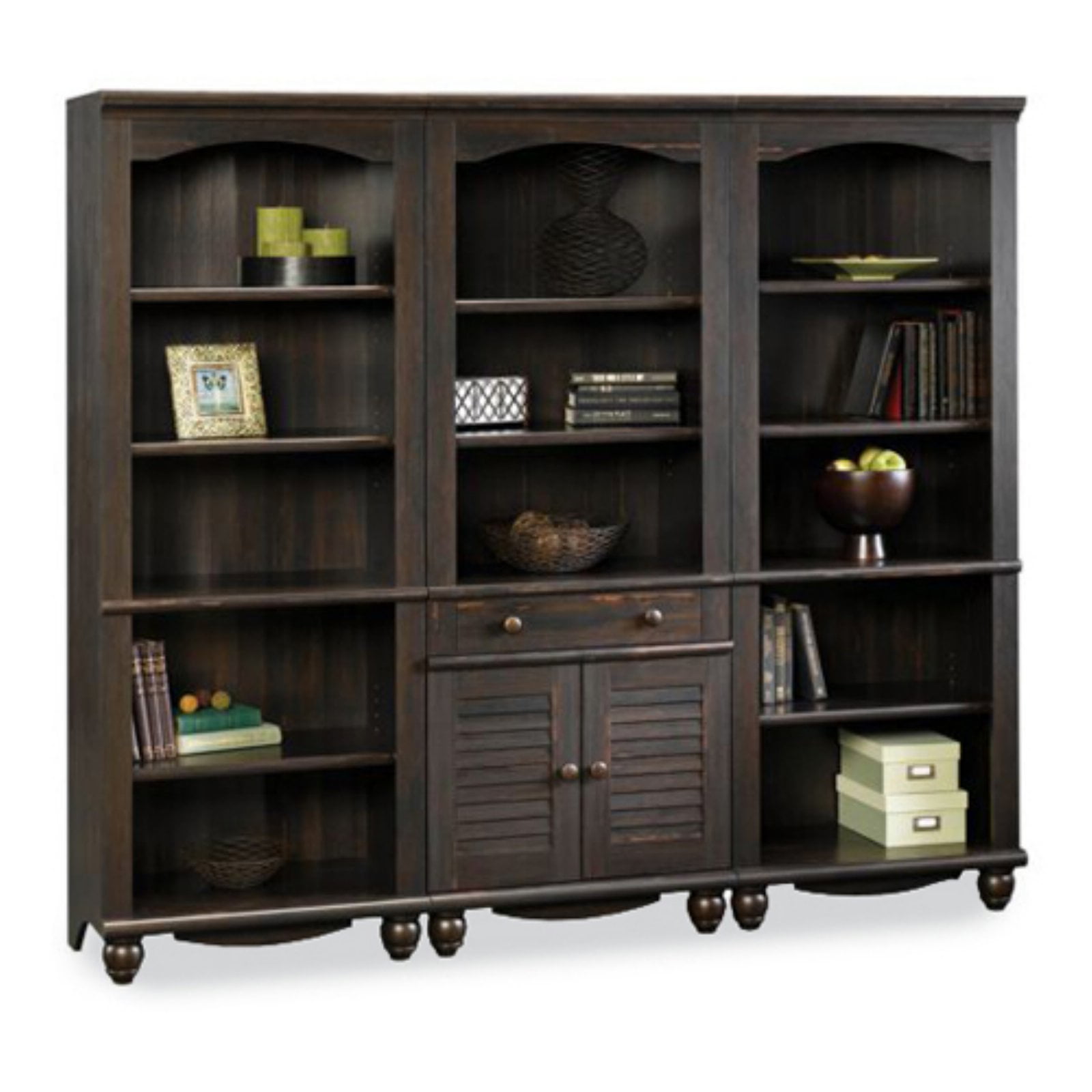 Sauder Harbor View Bookcase Wall Antique Black