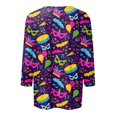 thumbnail image 4 of JGNGSHN Mardi Gras Shirts for Women 3/4 Length Sleeve Tops Crew Neck Blouses Fashion Carnival Party Parade Top, 4 of 5