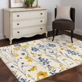 thumbnail image 5 of 3x5 Area Rugs, Spring Florals Non-Skid Rubber Backing Large Rectangle Rugs - Living Room Bedroom Home Office, Watercolor Wildflowers Botanical Herbs Indoor Floor Mat Carpets Washable Rug, 5 of 9