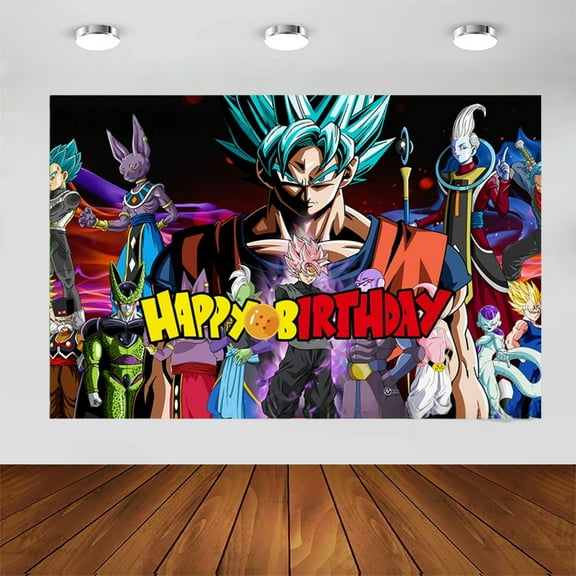 Dragon-Ball Happy Birthday Anime Cartoon Theme Backdrops Banner Birthday Party Decor Supplies(5x3ft)