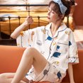 thumbnail image 1 of Japanese cute Hello Kitty high quality imitation cotton cardigan short sleeve pajamas women Summer High sense ladies home wear suit, 1 of 5