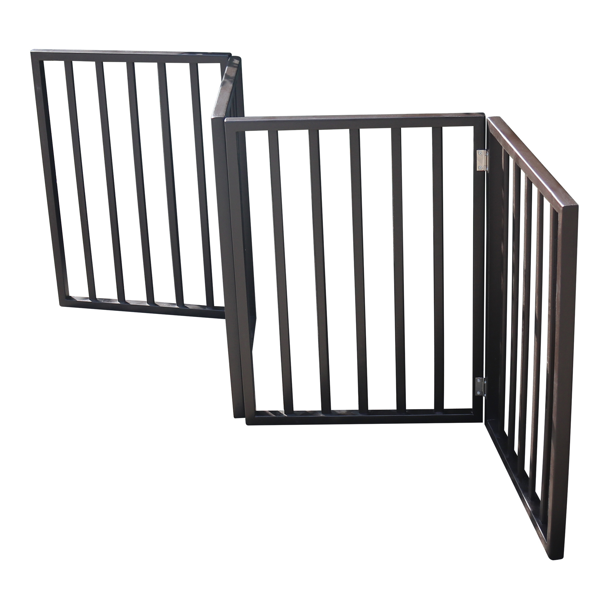 Cfowner Dog Gate for Doorways, Wooden Indoor Dog Fence, 4 Panel, Dark Brown, 24"H