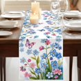thumbnail image 3 of Table Runners 72 Inches Long Dress Scarves, Blue Spring Floral Farmhouse Kitchen Table Runner, Coffee Tablerunners, Pink Flowers Butterfly Pastoral 14x72 Inch, 3 of 9