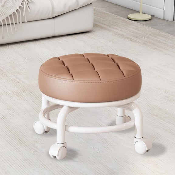 Rolling Low Stool, 9.84x8.66in Multifunctional Wheeled Shoe Stool, Sponge Cushion Portable Rolling Seat, for Home, Entryway, Living Room, Sewing and Daily Use