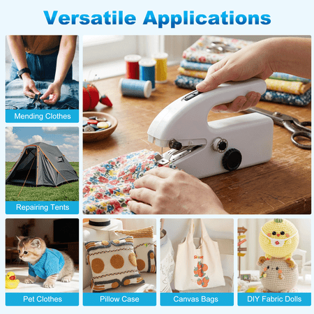 BCOOSS SMALL HANDHELD SEWING MACHINE, PORTABLE MINI SEWING MACHINE FOR HEMMING WITH 2 SPEED MODES