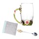 thumbnail image 1 of Yuarrent 350ml esmalte azul rosa flor taza de café de cristal 320ml Margarita leche té copas de vino whisky cóctel regalo chupito taza con cuchara Teteras Crisantemo Verde 350ML Yuarrent HA005099-07B, 1 of 1