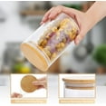 thumbnail image 3 of 3 Sets of Glass Jars with Bamboo Lids and Bamboo Spoon,Decorative and Durable 15Oz Borosilicate Glass Canisters for Candy, Cookies, Spices, Coffee Beans, Pasta, 3 of 8