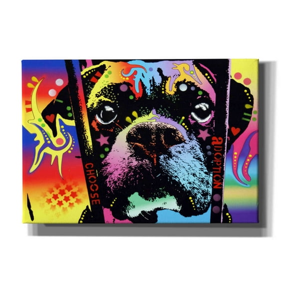 Epic Graffiti 'Choose Adoption Boxer' by Dean Russo, Giclee Canvas Wall Art, 26"x18"