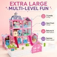 thumbnail image 3 of Lenbar Dollhouse Castle Villa Building Set with Colorful Lights, 10 Room Pretend Play House with 1 Doll and 1 Castle Roof, DIY Building Kit for Kids Ages 3+, 3 of 9