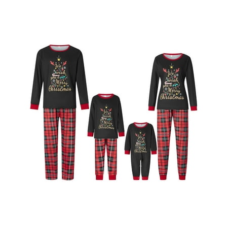

Wallarenear Family Christmas Pajamas Matching Set Xmas Sweatshirt Tops Elastic Waist Pants