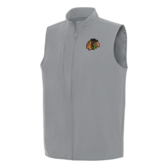 Men's Antigua Gray Chicago Blackhawks Regard Full-Zip Vest