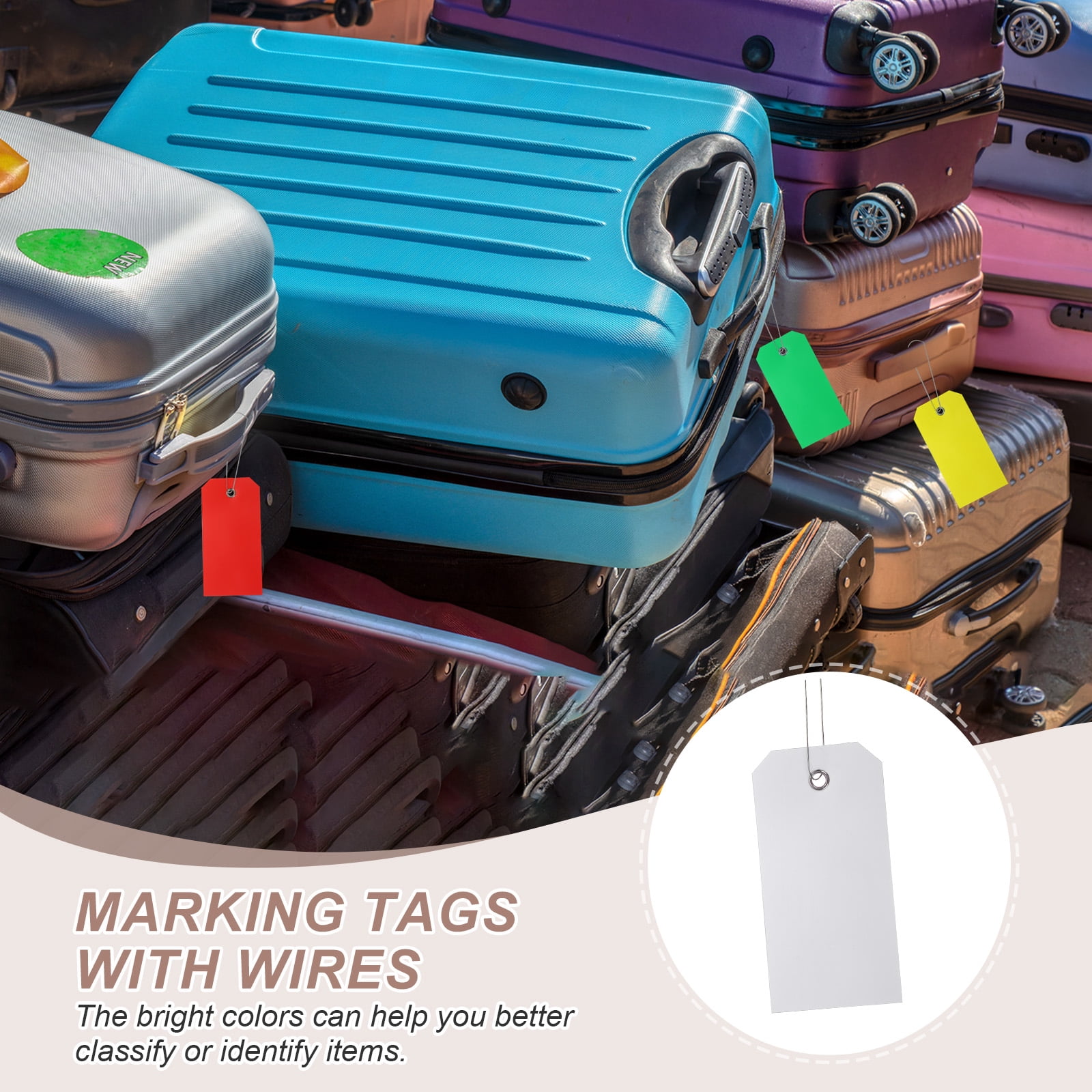 Waterproof Blank Plastic Shipping Tags with Wire 4 3/4" x 2 3/8" Hang Label Tags for Labeling Marking Auto Parts Luggage, White 200 Pieces