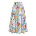 thumbnail image 4 of WTOBBY Boho Floral Summer Maxi Skirt Women's Drawstring High Waisted Long Skirt Lightweight Beach Vacation Skirt Tiered Flowy Pleated Skirt with Elastic Waist,Blue 2XL, 4 of 4