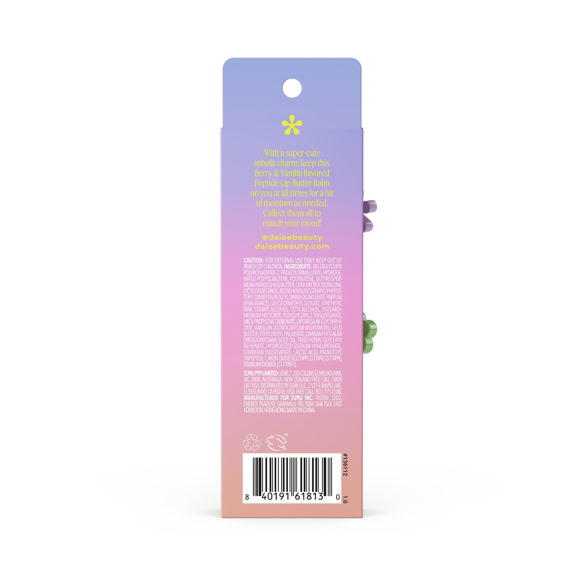 DAISE Peptide Lip Butter Balm in Berry & Vanilla, Lightly Tinted, 15 ml