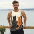 thumbnail image 6 of KLL Four Cats Watching Rain Print Men's Muscle Gym Workout Stringer Tank Tops Bodybuilding Fitness T-Shirts Tank Tops Men-3X-Large, 6 of 7