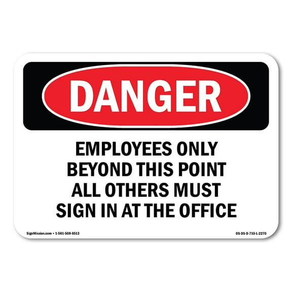 OSHA Danger Sign - Employees Only Beyond This Point All Others | Plastic Sign | Protect Your Business, Construction Site, Shop Area |  Made in The USA