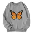 thumbnail image 2 of Tfken Toddler Children Girls Sweatshirt Fashion Butterfly Print Pullover Sweater Long Sleeve Trendy Grey Tops Size 9-10 Years, 2 of 3