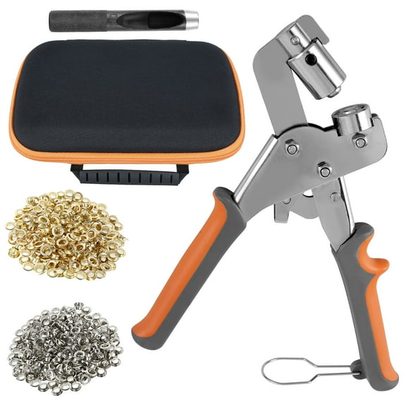 Evjurcn Grommet Tool Kit 3/8 inch Handheld Eyelet Grommet Kit Manual Grommet Press Machine with 400 Pcs 10 mm Grommets Multipurpose Grommet Kit with Hole Punch for Fabric Curtain Canvas