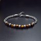 thumbnail image 3 of Tiger Eye Bracelet for Men Brown Obsidian Beaded Bracelet Healing Crystal Bracelet Natural Stone Brac elet Punk Silver Chain, 3 of 5