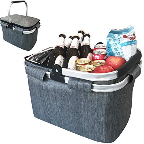 Large Insulated Picnic Basket Cooler 7.7 Gal Capacity Leakproof