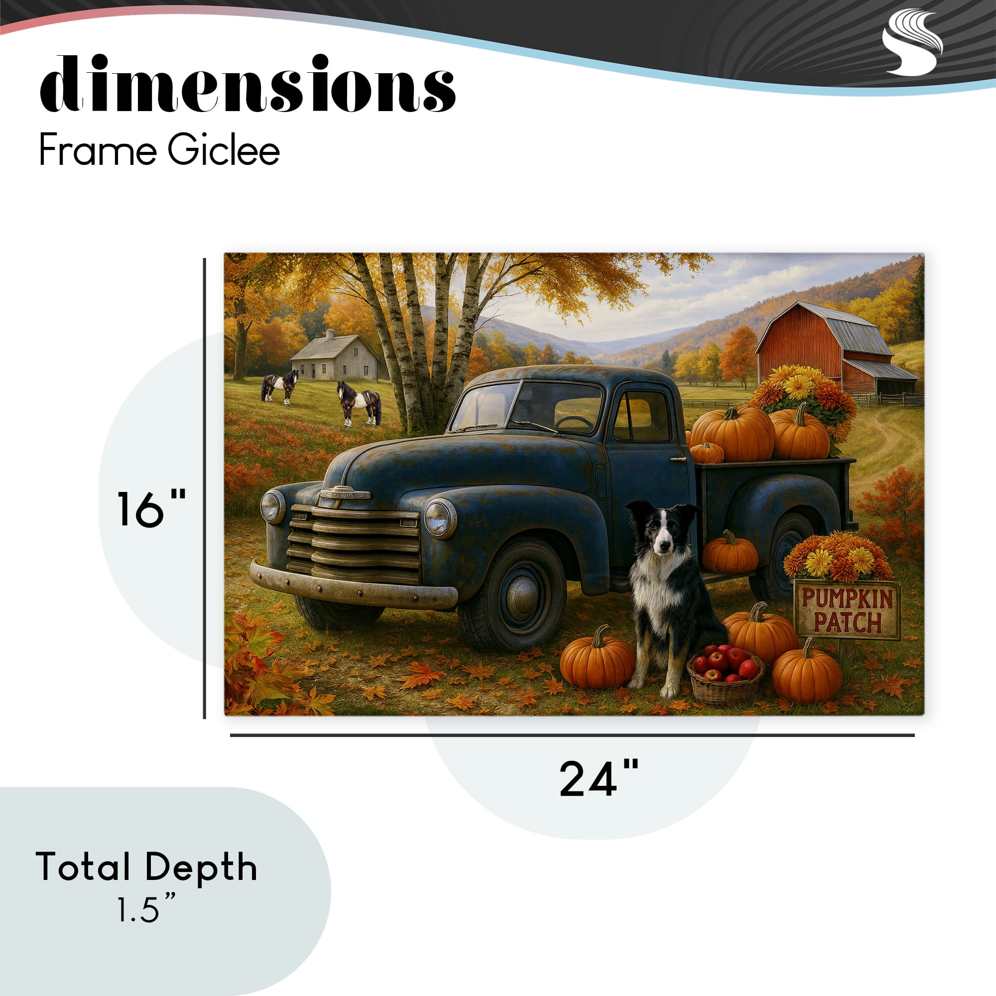Autumnal Farmland Collie Dog Canvas Wall Art, design by Tom Crehan