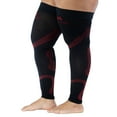 thumbnail image 3 of 2XL Plus Size Compression Sleeve 20-30mmHg for Men and Women Circulation - Wide Calf Footless Compression Thigh High Stockings with Grip Top Band for Nurses, Drivers, Doctors - Black/Red, XX-Large, 3 of 9