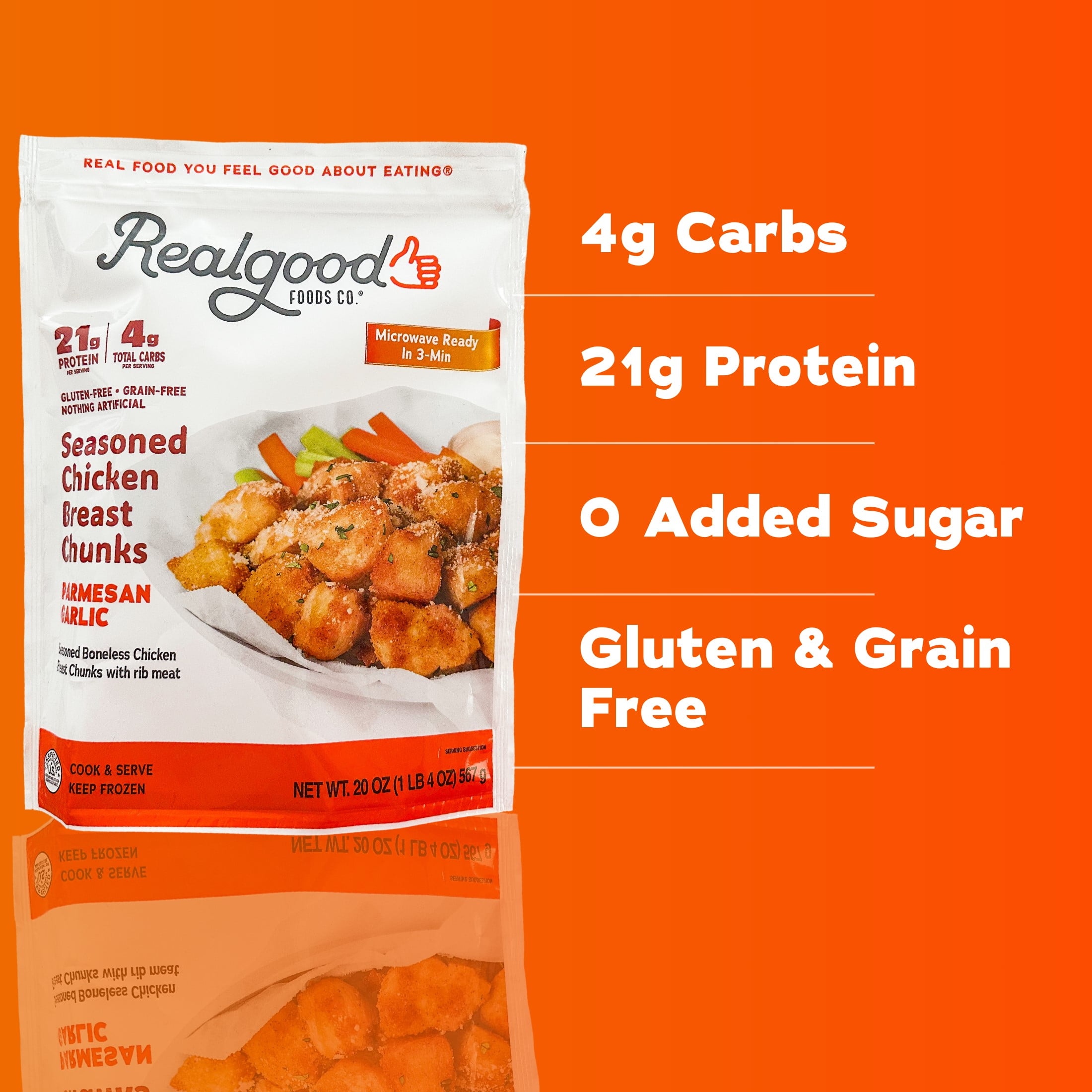 Realgood Foods Co. Parmesan Garlic Chicken Breast Nuggets, 20 oz Bag (Frozen)