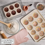 Country Kitchen Baking Pans, 13-Piece Stackable Nonstick Bakeware Set, Light Pink