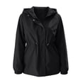 thumbnail image 5 of Jsaierl Women's Water Resistant Hooded Anorak Jacket Snap Button Drawstring Waist Windproof Lightweight Outdoor Rain Coat, 5 of 7