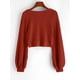 thumbnail image 3 of Jersey corto ZAFUL para mujer con mangas acanaladas con forma de farol, 3 of 6
