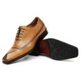 thumbnail image 6 of Santimon Yellow Brown Dress Shoes for Men Brogue Lace up Oxford Shoes Classic Pointed Toe Formal Shoes for Wedding Meeting US 7, 6 of 8