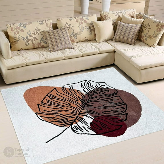 5X7 Wool Rug, White Color, Hallway, Bedroom, Rectangle Carpet, Geometric Wool, Tufted