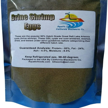 Aquatic Foods Brine Shrimp Eggs for Hatching, 85-90% Hatch Great Salt Lake Brine Shrimp Eggs…25