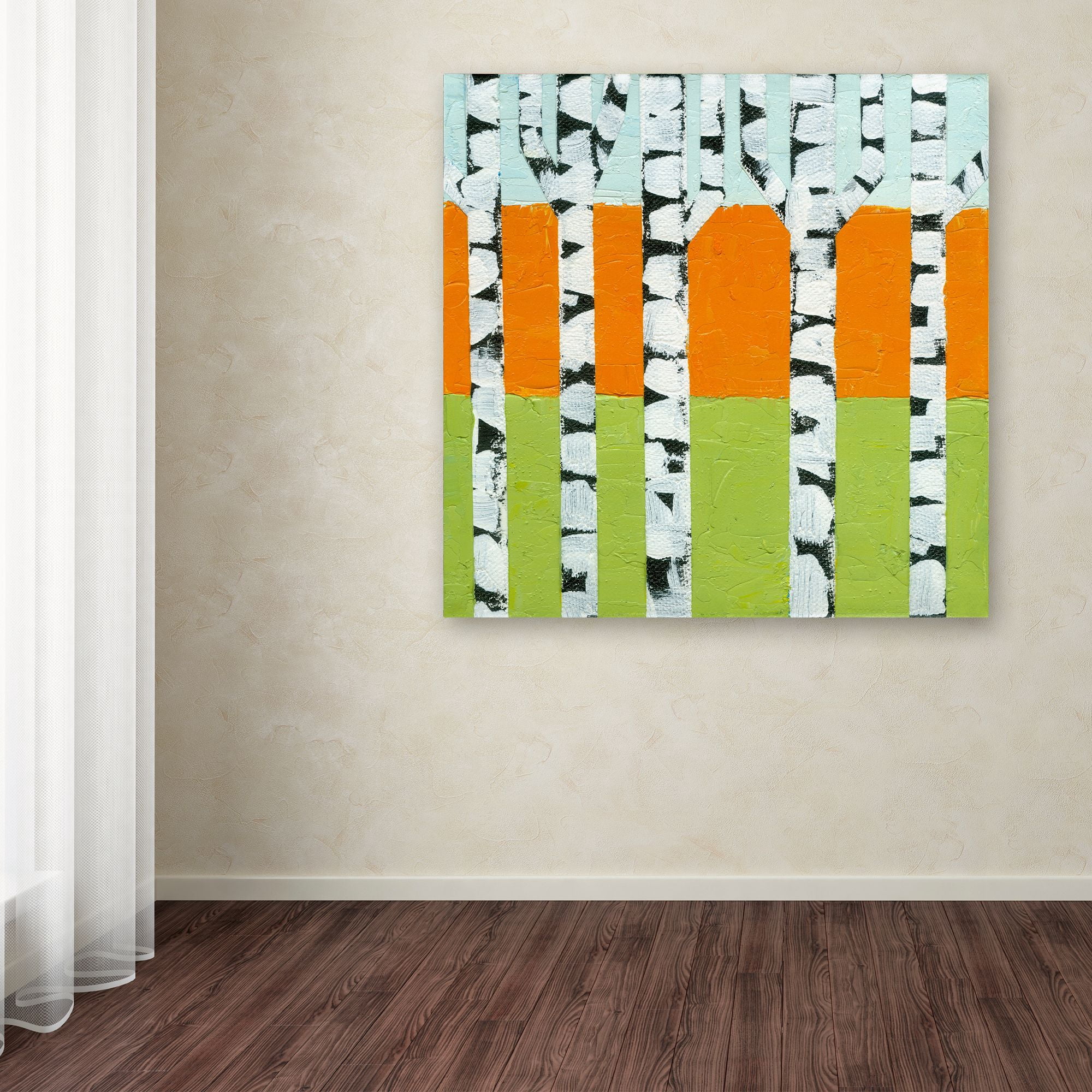 Trademark Fine Art "Seasonal Birches - Spring" Canvas Art by Michelle Calkins