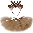 thumbnail image 3 of Falda tutú de ciervo para niñas, tutú esponjoso para fiesta de cumpleaños, falda de tul para baile para niñas, disfraz de ciervo para Navidad, diadema con astas, 3 of 5