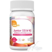 Zahler Junior Vitamin D3 + K2 Chewable Tablets for Kids, 2000 IU, 90 Count, Vitamin D3, Immune Support, Healthy Bones & Teeth, Kosher