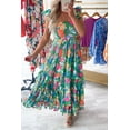 thumbnail image 3 of Women's Bohemian Style Green Floral Print Sleeveless Maxi Dress - [ZhiHiMeRi] | (US 12-14)L, 3 of 9