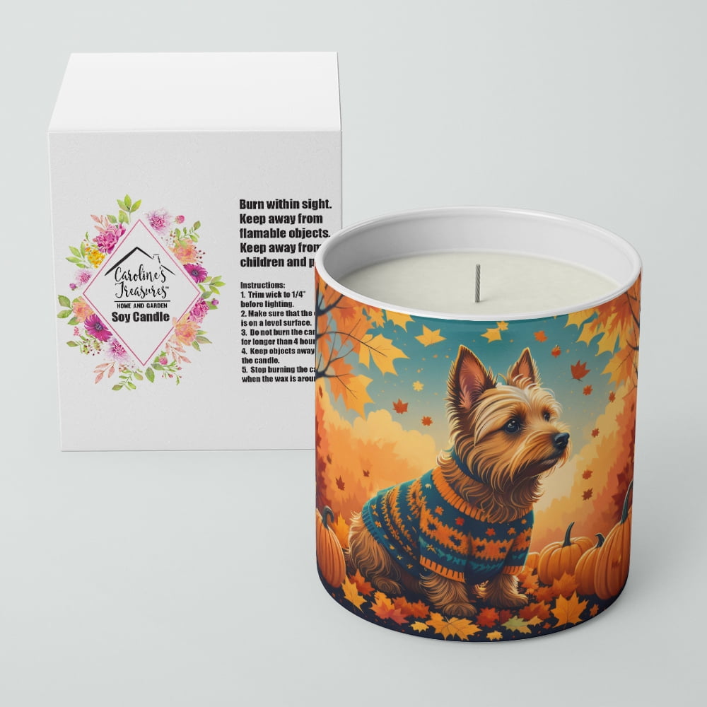 Carolines Treasures DAC1010CDL 10 oz Unisex Australian Terrier Terrier Fall Decorative Soy Candle
