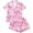 Pink*, variant on RUTAYY Girls Pajama Set Watercolor Bow Graphic Button Down Lapel Collar 2 Piece Sleepwear Home Sleep Outfit Pink