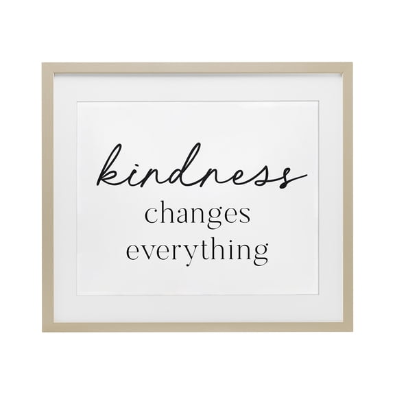 Stupell Industries Coastal Kindness Changes Everything Birch Framed Print Under Glass, 16 x 13, by Lettered and Lined