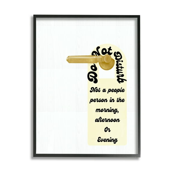 Stupell Do Not Disturb Door Handle Humor Inspirational Painting Black Framed Art Print Wall Art